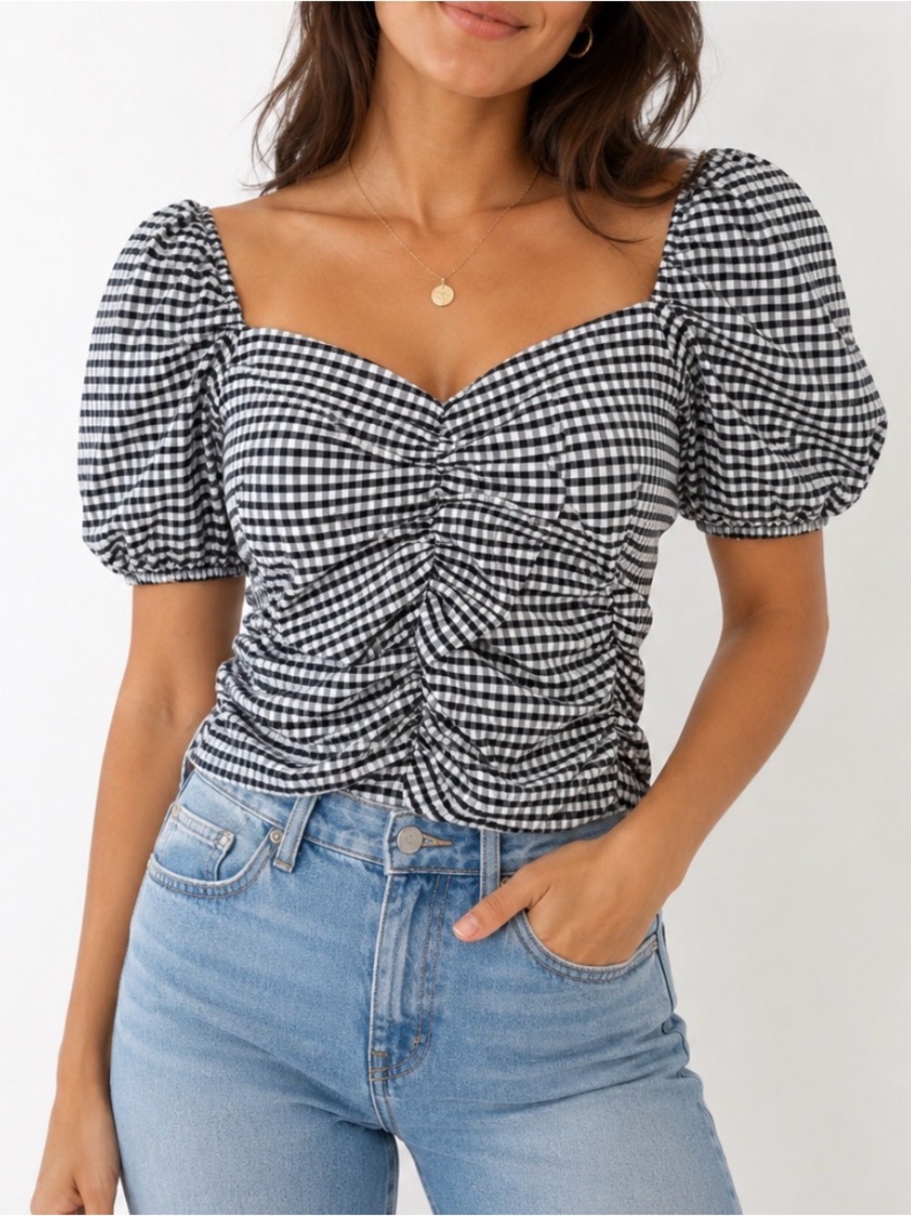 Mango Vichy Top Medium NWT